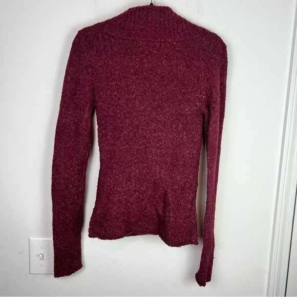 BCBGMAXAZRIA Womens Pullover Sweater Red Heathered Ribbed Acrylic Blend M - Picture 6 of 8